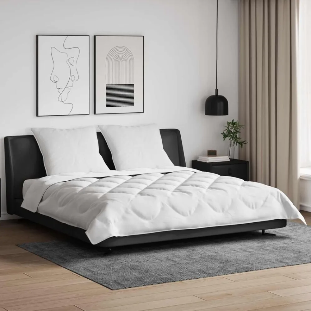 vidaXL Couette avec oreiller 3 pcs Blanc Microfibre