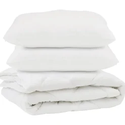 Linge-vidaXL Couette avec oreiller 3 pcs Blanc Microfibre