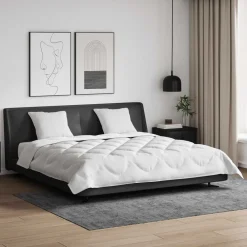 Linge-vidaXL Couette avec oreiller 3 pcs Blanc Microfibre