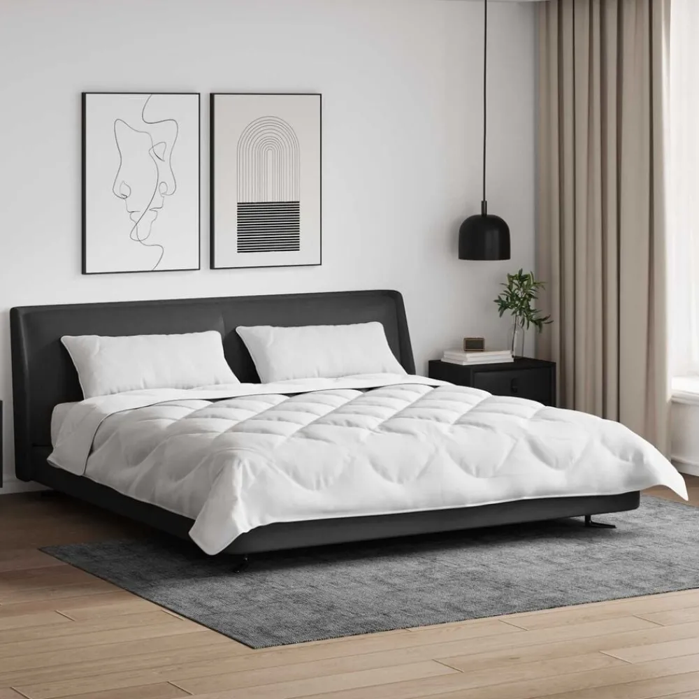 Linge-vidaXL Couette avec oreiller 3 pcs Blanc Microfibre