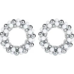Décorations-vidaXL Couronnes de Boules de Noël 2 pcs Blanc et Argent blanc et argenté