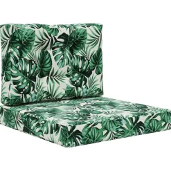 Décorations-vidaXL Coussin de canapé d'extérieur 2 pcs Polyester Motif feuille