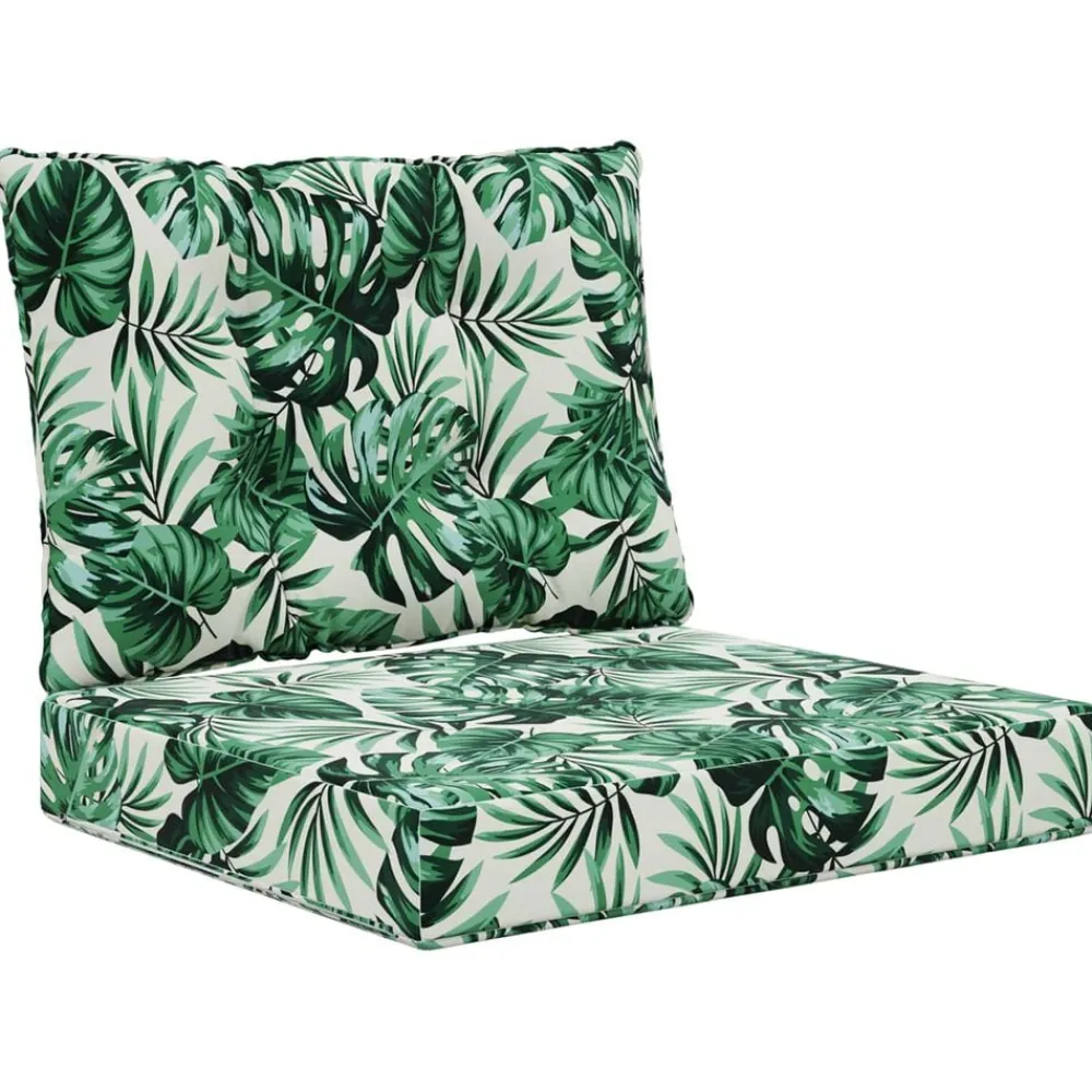 Décorations-vidaXL Coussin de canapé d'extérieur 2 pcs Polyester Motif feuille