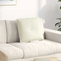 Décorations-vidaXL Coussin de Dos Crème 50 x 45 cm Tissu en velours côtelé Cr&egrave;me