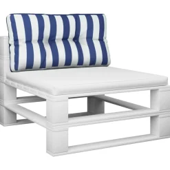 vidaXL Coussin de palette rayures bleues et blanches 70x40x12 cm tissu