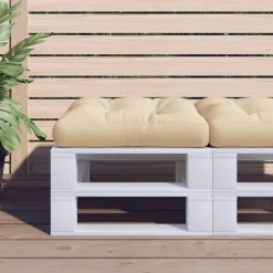 Décorations-vidaXL Coussin de palette 50x50x12 cm tissu Beige