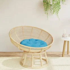 Décorations-vidaXL Coussin rond Ø 60 x11 cm tissu oxford Bleu clair