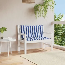 vidaXL Coussins de banc de jardin lot de 2 rayures bleues et blanches