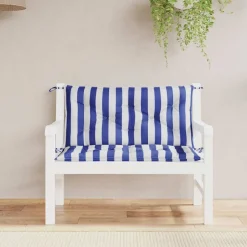 vidaXL Coussins de banc de jardin lot de 2 rayures bleues et blanches