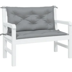 Décorations-vidaXL Coussins de banc jardin lot de 2 100x50x7 cm tissu Oxford Gris