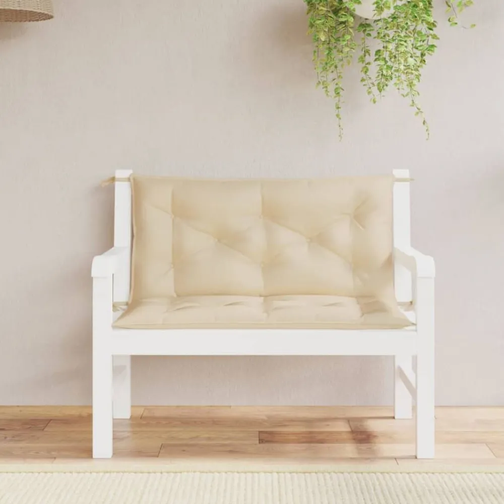 Décorations-vidaXL Coussins de banc jardin lot de 2 100x50x7 cm tissu Oxford Beige