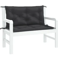 Décorations-vidaXL Coussins de banc jardin lot de 2 100x50x7 cm tissu Oxford Noir