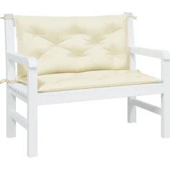 Décorations-vidaXL Coussins de banc jardin lot de 2 crème 100x50x7 cm tissu oxford Cr&egrave;me
