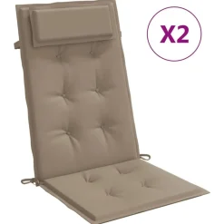 Décorations-vidaXL Coussins de chaise à dossier haut lot de 2 tissu oxford Taupe