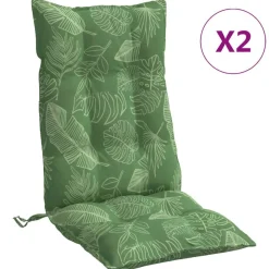 Décorations-vidaXL Coussins de chaise à dossier haut lot de 2 modèle de feuille Design &agrave; feuille