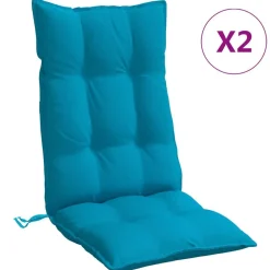 Décorations-vidaXL Coussins de chaise à dossier haut lot de 2 Bleu clair