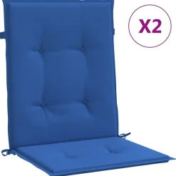 Décorations-vidaXL Coussins de chaise de jardin à dossier bas lot de 2 Bleu royal