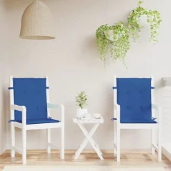 Décorations-vidaXL Coussins de chaise de jardin à dossier bas lot de 2 Bleu royal