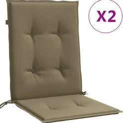 Décorations-vidaXL Coussins de chaise à dossier bas lot de 2 taupe mélangé tissu mélange taupe