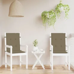 Décorations-vidaXL Coussins de chaise à dossier bas lot de 2 taupe mélangé tissu mélange taupe