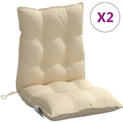 Décorations-vidaXL Coussins de chaise à dossier bas lot de 2 tissu oxford Beige
