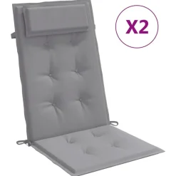 Décorations-vidaXL Coussins de chaise à dossier haut lot de 2 tissu oxford Gris