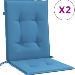 Décorations-vidaXL Coussins de chaise à dossier bas lot de 2 bleu mélangé tissu mélange bleu