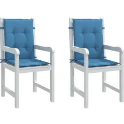 Décorations-vidaXL Coussins de chaise à dossier bas lot de 2 bleu mélangé tissu mélange bleu
