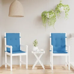 Décorations-vidaXL Coussins de chaise à dossier bas lot de 2 bleu mélangé tissu mélange bleu