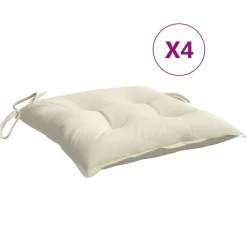 Décorations-vidaXL Coussins de chaise lot de 4 blanc crème 40x40x7 cm tissu oxford Cr&egrave;me