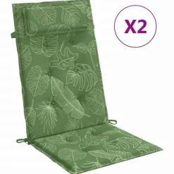 vidaXL Coussins de chaise à dossier haut lot de 2 modèle de feuille
