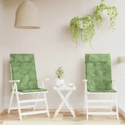 vidaXL Coussins de chaise à dossier haut lot de 2 modèle de feuille