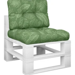 Décorations-vidaXL Coussins de palette lot de 2 motif de feuilles tissu Design &agrave; feuille