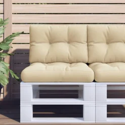 Décorations-vidaXL Coussins de palette lot de 2 tissu Beige