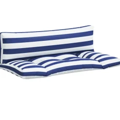 Décorations-vidaXL Coussins de palette lot de 2 rayures bleues/blanches Bleu et blanc
