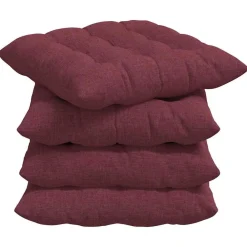 Décorations-vidaXL Coussins de siège 4 pcs Bordeaux 40 x 40 x 6 cm tissu Rouge bordeaux