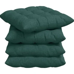 Décorations-vidaXL Coussins de siège 4 pcs 40 x 40 x 6 cm tissu Vert foncé