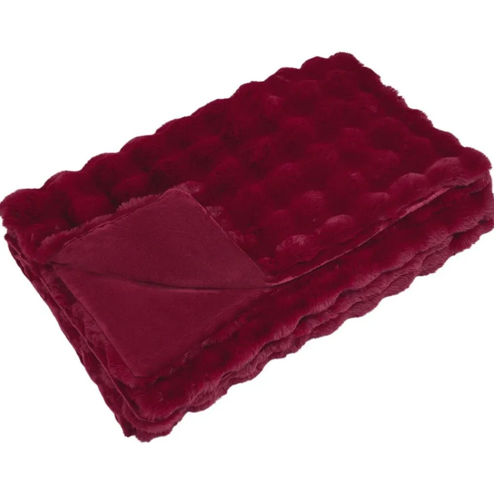 Linge-vidaXL Couverture antidérapante en fausse de lapin Olite 130 x 150 cm Bordeaux