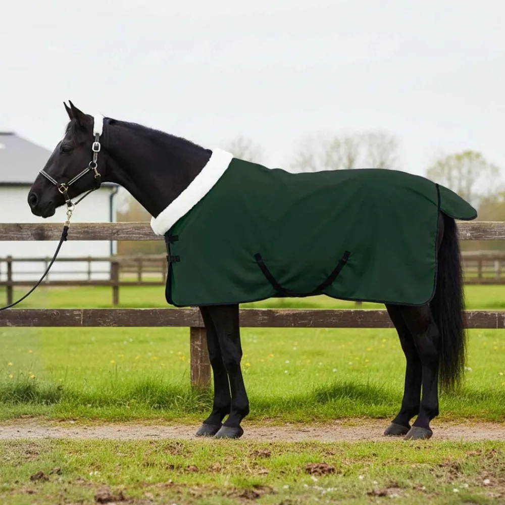 Loisirs De Plein Air-vidaXL Couverture Équine complet 75 cm Fleece polaire Vert foncé