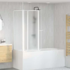 Plomberie-vidaXL Écran de bain Dépoli 120 x 70 x 137 cm Aluminium Blanc