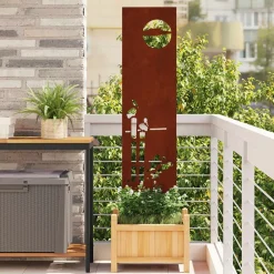 Décorations-vidaXL Écran de confidentialité de jardin Fretwork Rouillé 32 x 140 cm Acier patiné