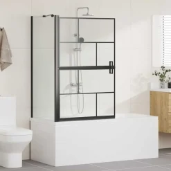 vidaXL Écran de douche de bain Noir et Transparent 116 x 68 x 128 cm