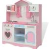 Jouets-vidaXL Cuisine jouet 82 x 30 x 100 cm Bois Rose et blanc