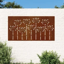 Décorations-vidaXL Décoration murale jardin 105x55 cm acier corten design de fleur