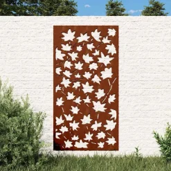 Décorations-vidaXL Décoration murale jardin 105x55 cm acier corten design feuille