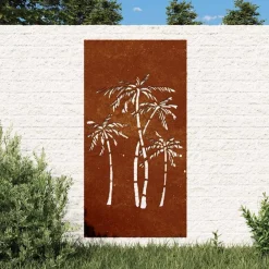 vidaXL Décoration murale jardin 105x55 cm acier corten design palmier
