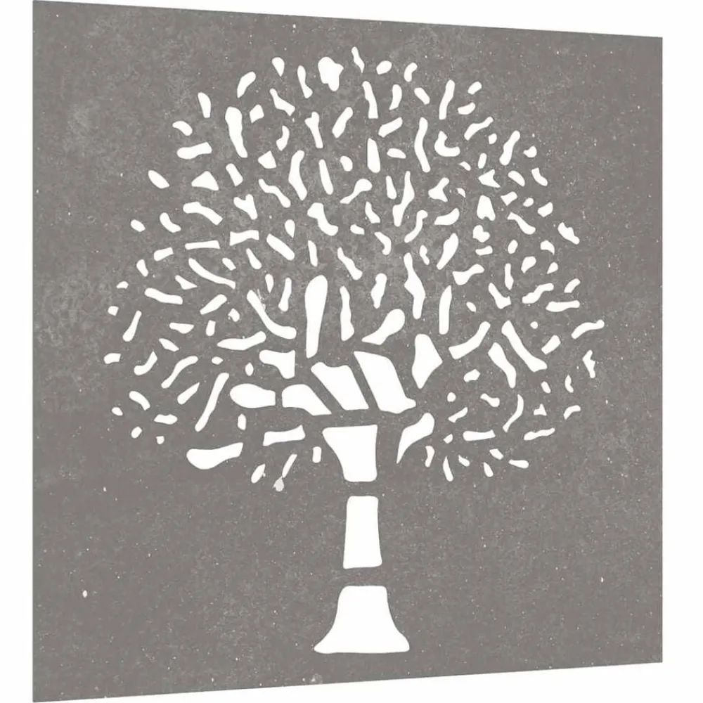 Décorations-vidaXL Décoration murale jardin 55x55 cm acier corten design d'arbre