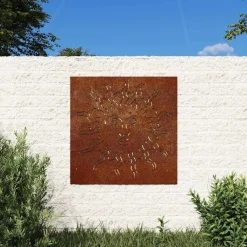 Décorations-vidaXL Décoration murale jardin 55x55 cm acier corten design du soleil