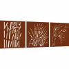 vidaXL Décorations murales jardin 3 pcs 55x55 cm design d'herbe