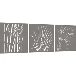 vidaXL Décorations murales jardin 3 pcs 55x55 cm design d'herbe